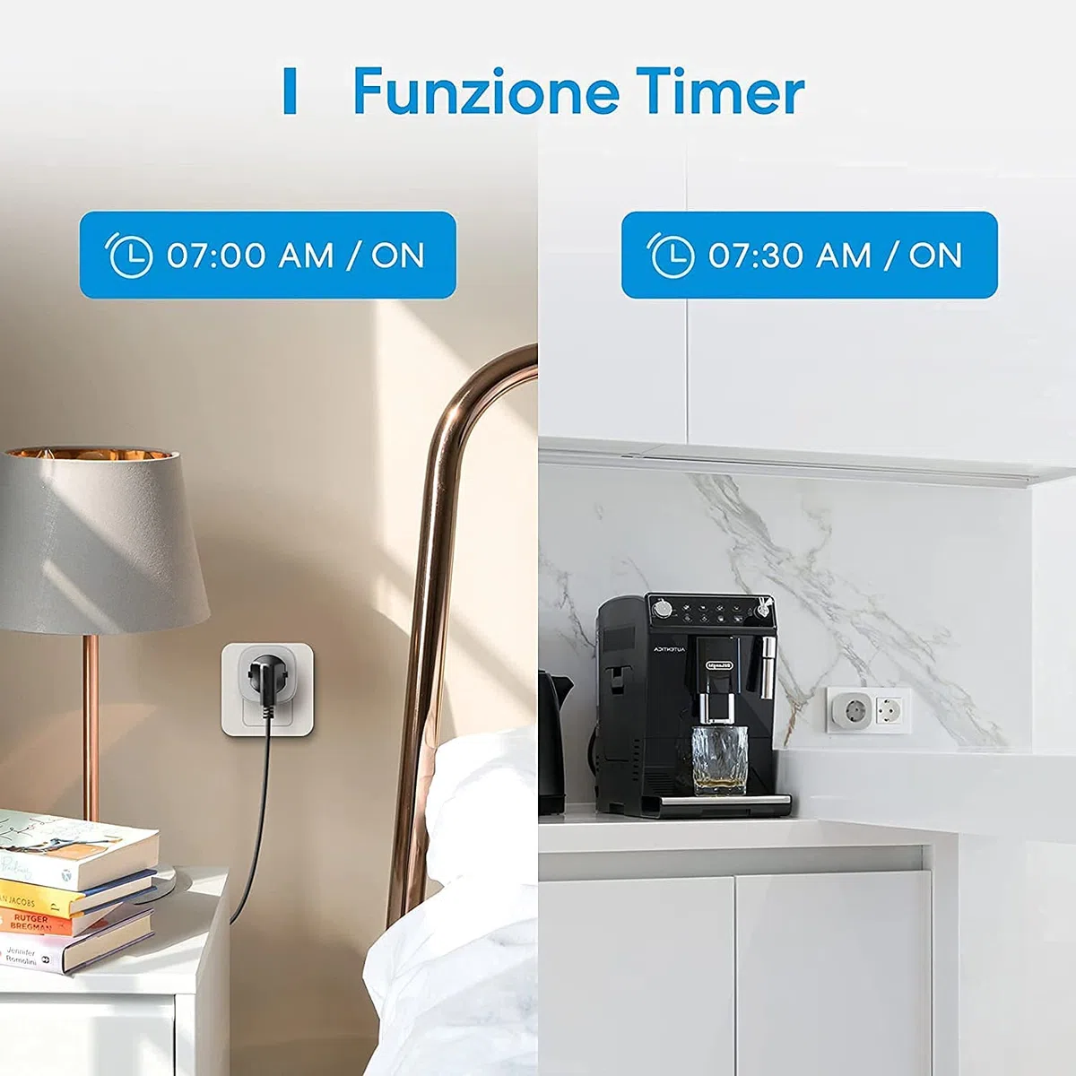 Spina Intelligente Wi-Fi Italiana 10A, Presa Smart wifi, Timer e Controllo da APP, Compatibile con Amazon Alexa e Google Assistant