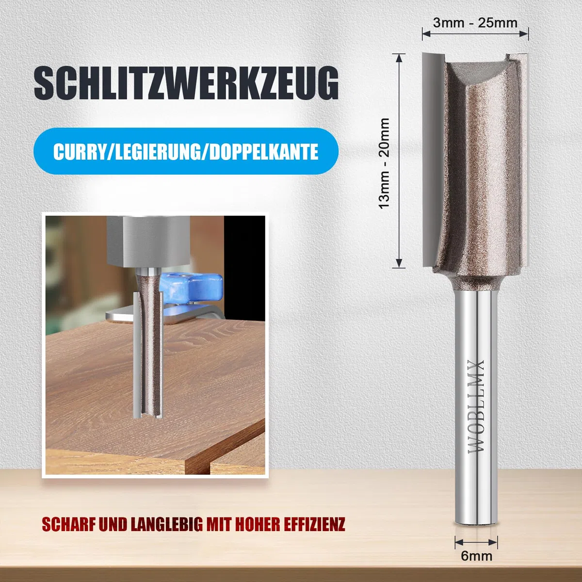 Fresa con bordi a gambo da 6 mm, Ø 18 mm, lunghezza di lavoro 30 mm, lama in carburo maneggevole, durevole e affilata per la lavorazione del legno, fai da te a casa