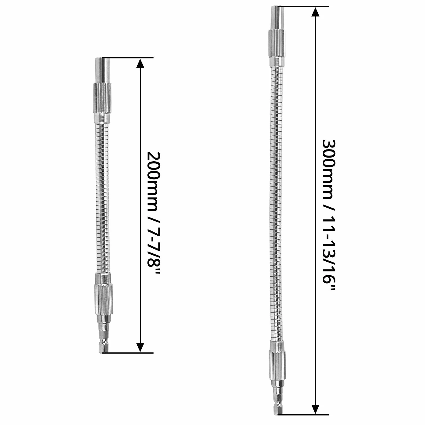 QWORK® Albero Flessibile Prolunga Flessibile 300mm & 200mm per Avvitatore e Trapano, 1/4" Gambo Esagonale
