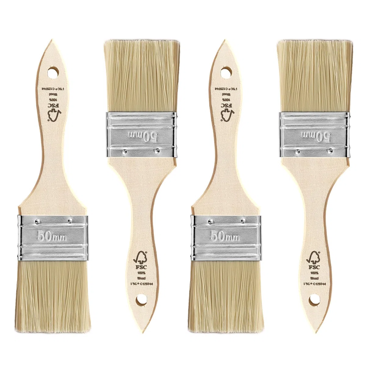 Set di pennelli da pittura, 4 x 50 mm, per vernici, smalti, oli, vernici acriliche, pennelli per vernice, pennello per vernice, pennello per vernice su legno, metallo