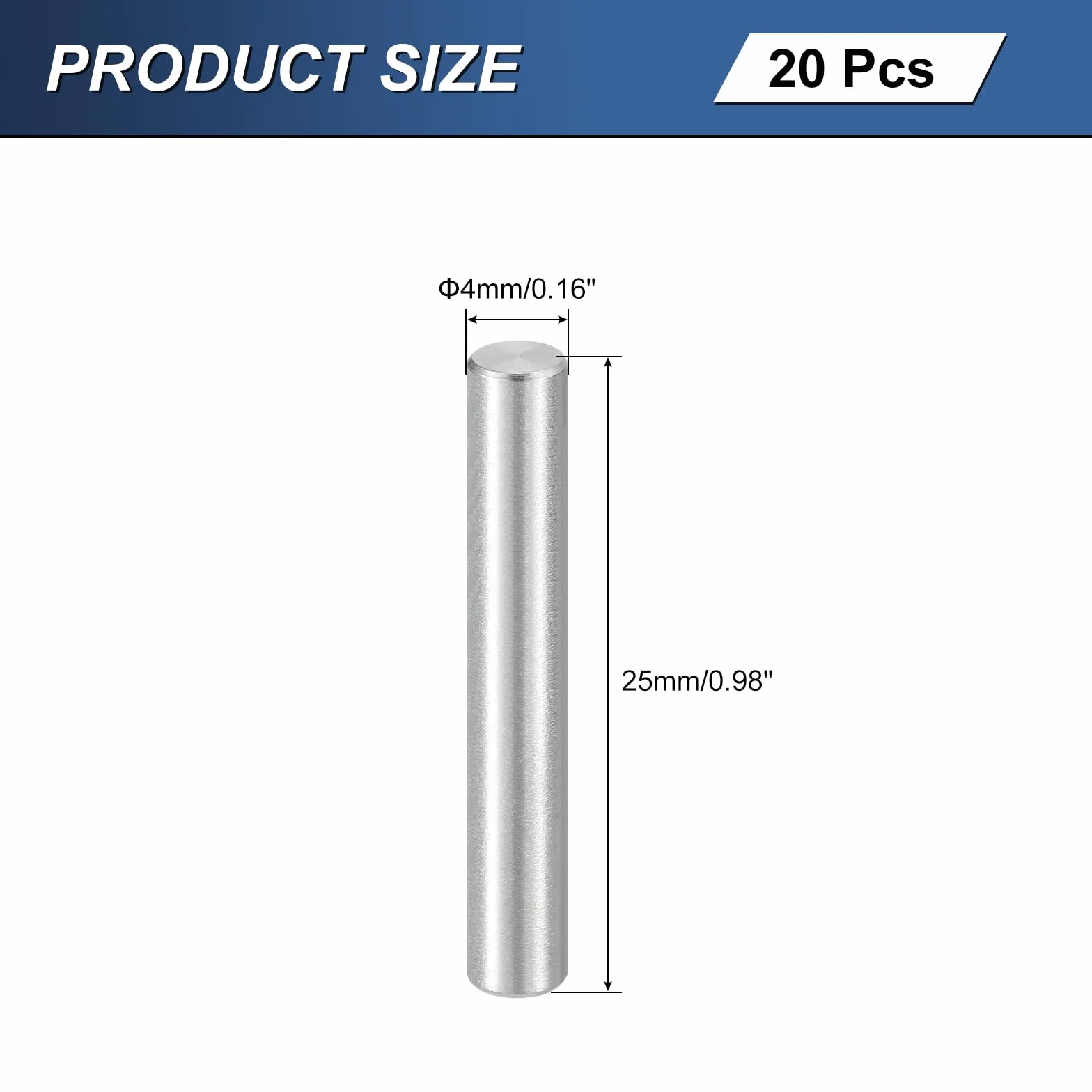 QUARKZMAN 20pz Spina Centraggio Perni 304 Acciaio Inossidabile M4 x 25mm Cilindrica Perno Supporto Mensole Perno Parallelo per Produzione Meccanica Industria Installazione Mobili, Argento