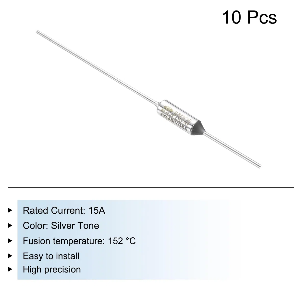QUARKZMAN 10pz Fusibile Termico Temperatura in Metallo RY152 152 °C 305, 6 °F 15A 250V Fusibile Termico Interruzione per Motore Trasformatore Elettrico Apparecchiatura Industriale Domestica