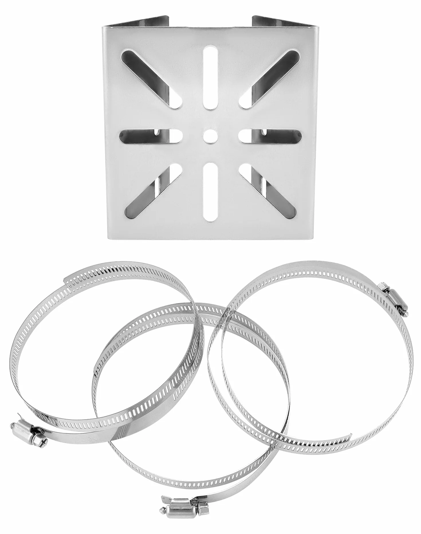QWORK® Staffa di montaggio verticale per telecamera di sicurezza, Staffa universale in acciaio inossidabile con 3 anelli Ø200mm