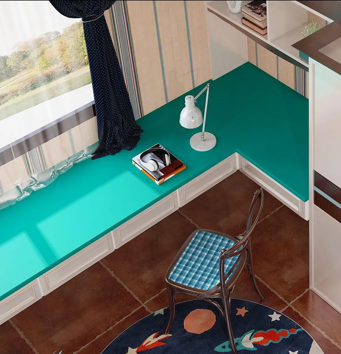 FunStick Carta da Parati Blu Verde Acqua Pellicola Adesiva Piano Scrivania Impermeabile Verde Petrolio Adesiva Cucina Armadio Rivestimento Parete Bagno 30CM×5M