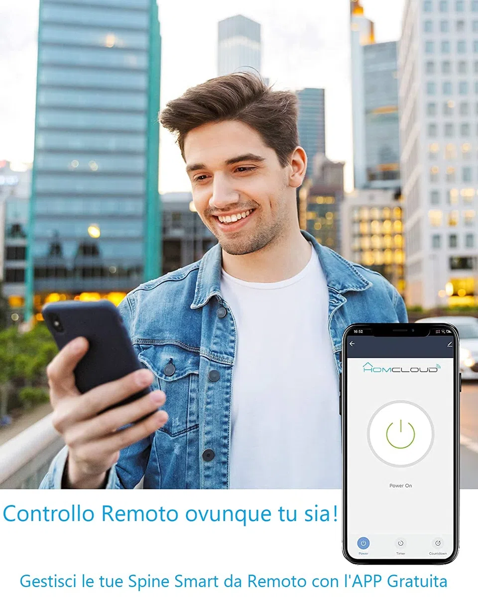 Spina Intelligente Wi-Fi Italiana 10A, Presa Smart wifi, Timer e Controllo da APP, Compatibile con Amazon Alexa e Google Assistant