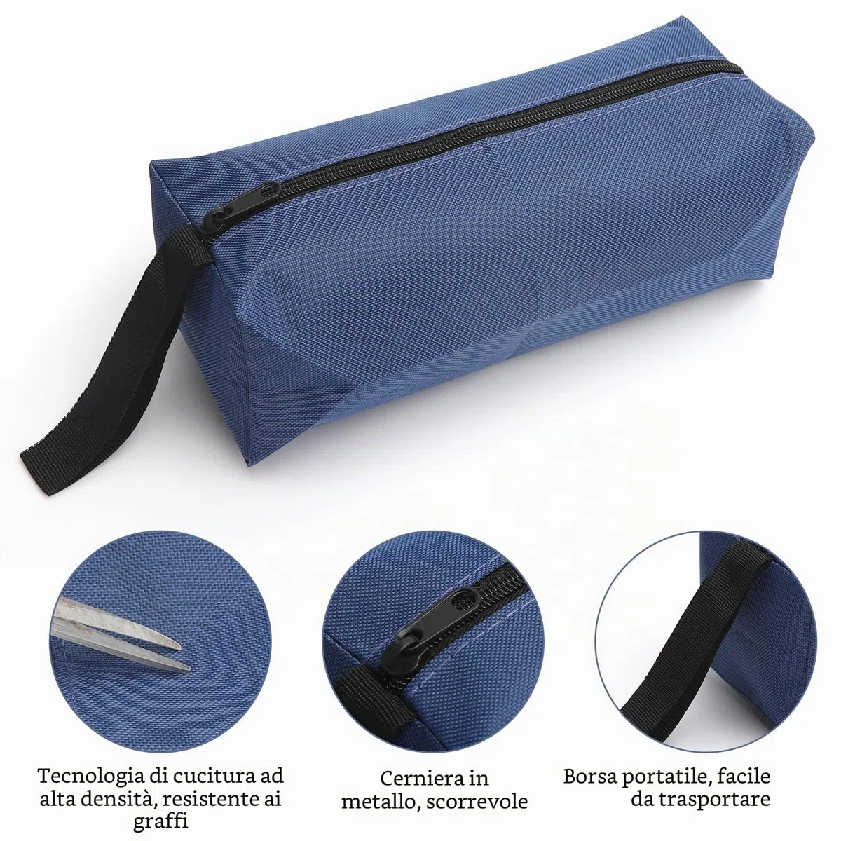VOOSOT 2 pcs borsa porta attrezzi(25 x 9 x 8cm), porta attrezzi moto in poliestere 600D, custodia impermeabile con cerniera, borsa attrezzi lavorportatile per moto, elettricista, auto e casa