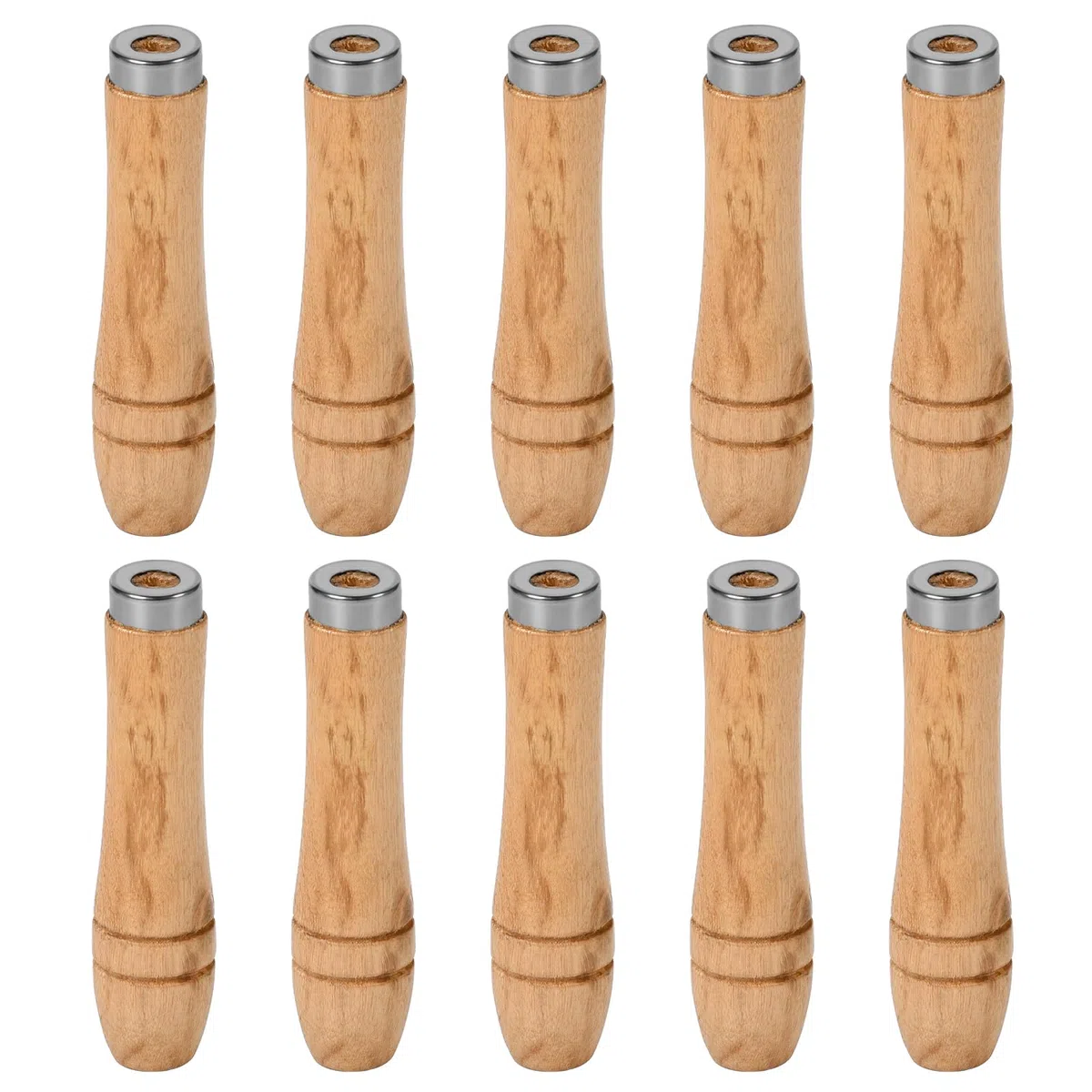 SagaSave 10 manici per lima in legno, per lavori artigianali, manico di sicurezza con anelli di sicurezza in metallo, manico per lima e lima di ricambio durevole (90 mm)