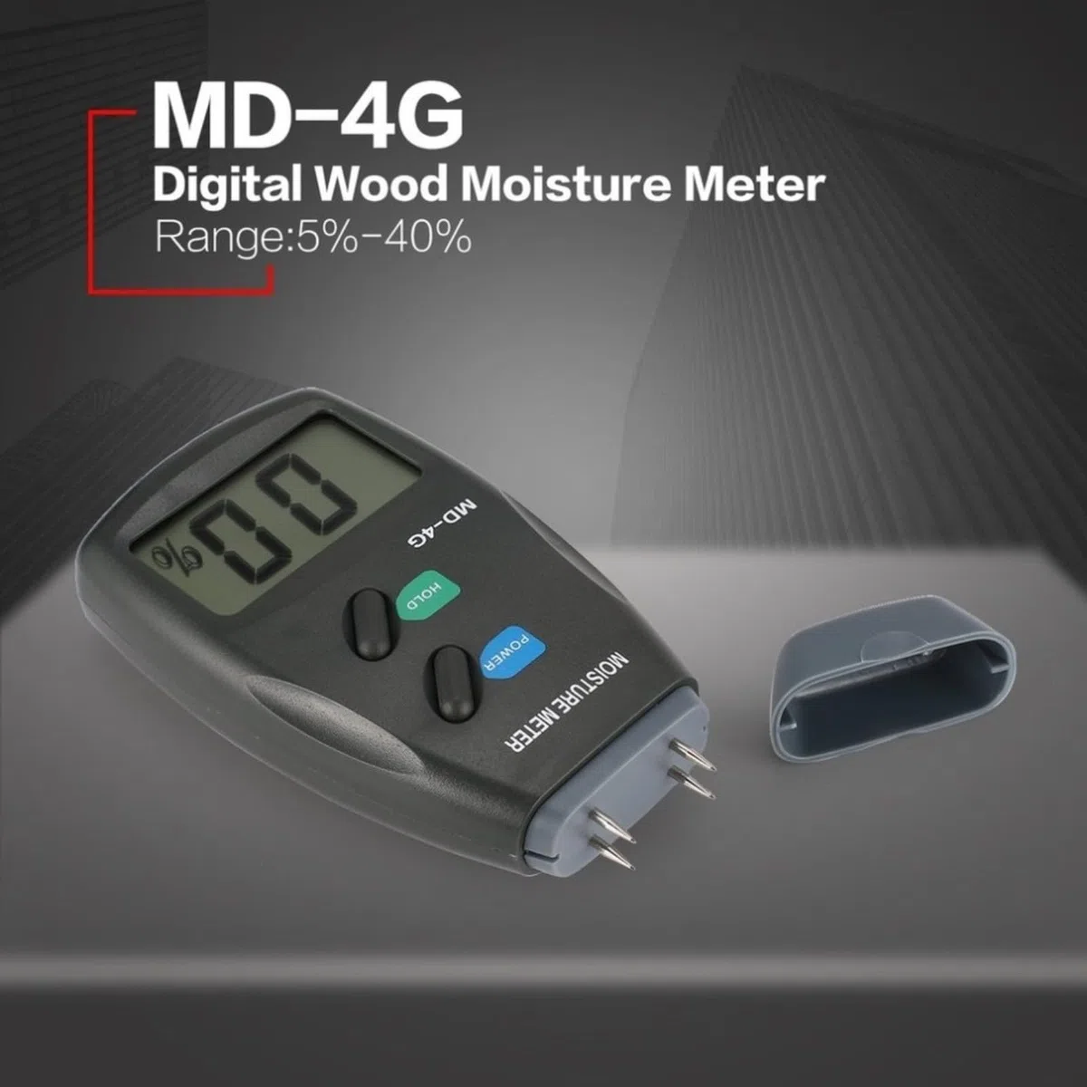 Misuratore di umidità digitale per legno MD-2G/MD-4G con display LCD, intervallo 5% -40% precisione ±1%, tester portatile di umidità per legno, tessuto, carta, erbe aromatiche, include custodia (MD-4G