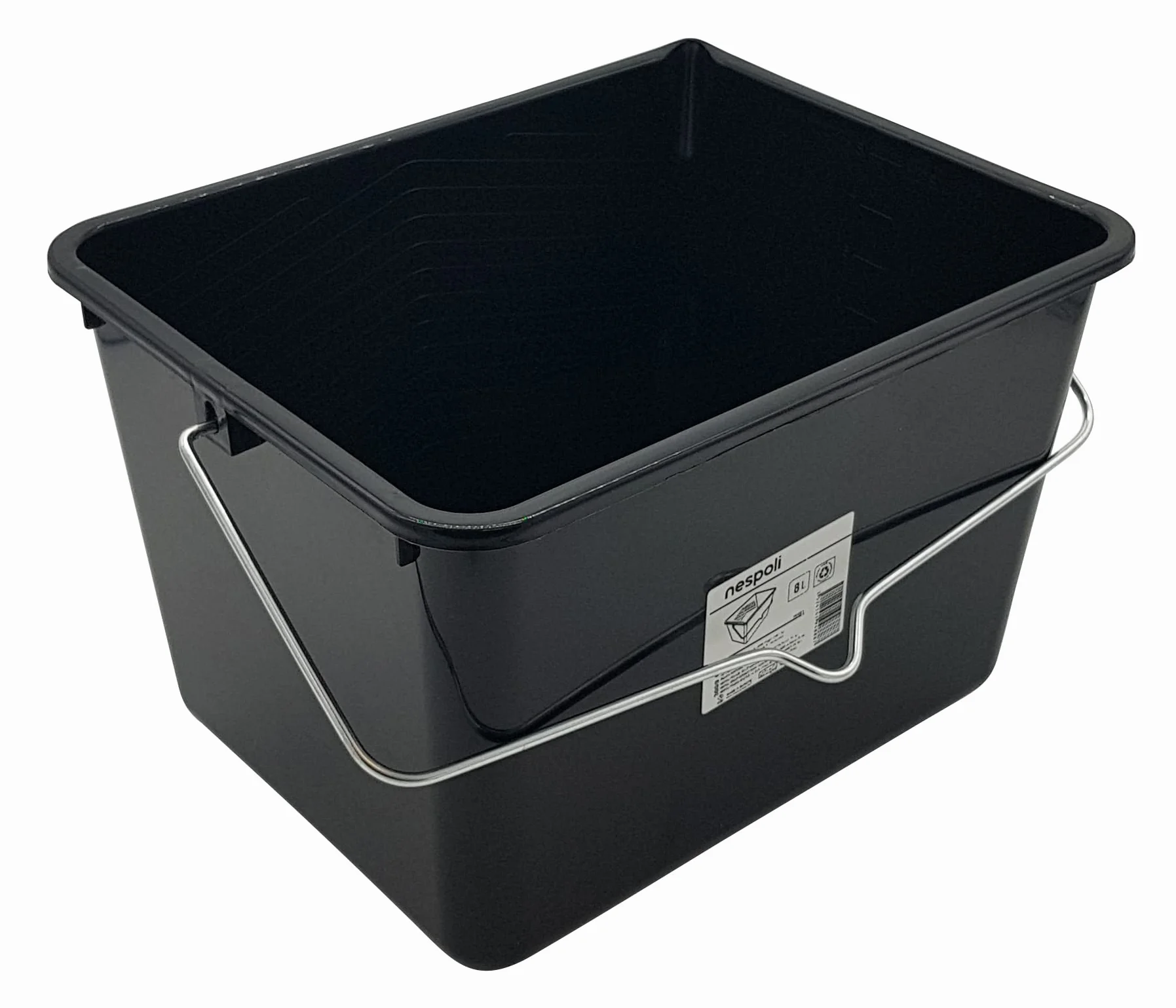 Nespoli - Secchio per pittura da 8 l, grande, con manico in metallo, colore nero