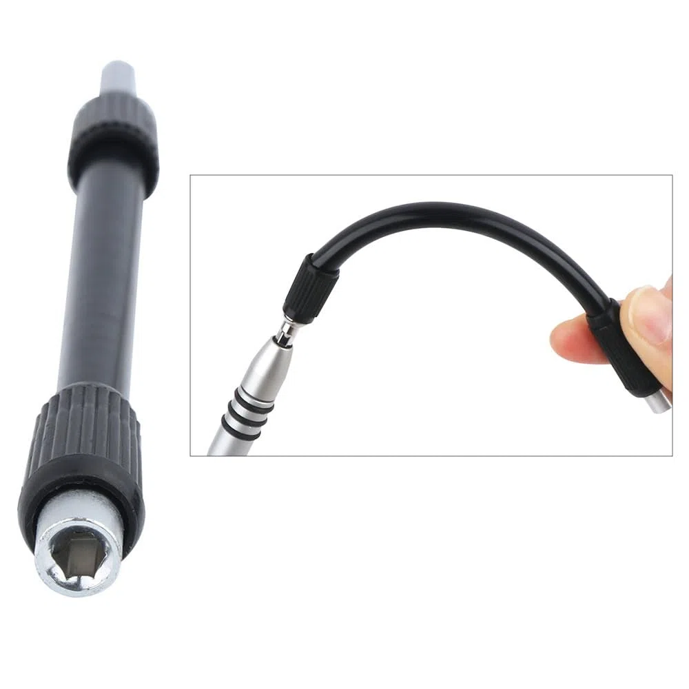2 pezzi barra di estensione flessibile albero magnetico esagonale presa per cacciavite di precisione 4 mm supporto punte
