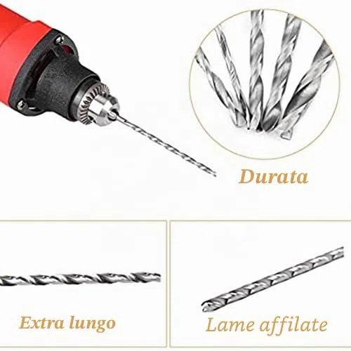 5Pcs Punta trapano extra lunga 150mm, 2, 3, 3.5, 4 e 5mm Punte legno lunghe HSS Punte extra lunghe
