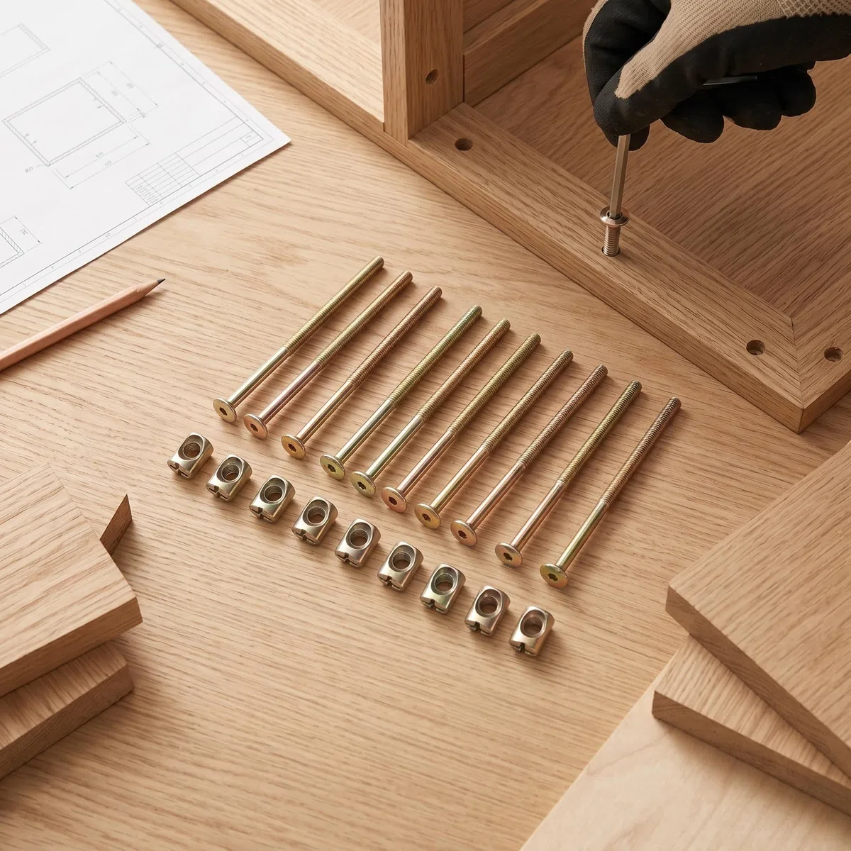 10 Pezzi Bulloni M6 da 120mm in Acciaio Inossidabile con Dadi, Viti di Fissaggio per Mobili e Assemblaggio Tavole di Legno, Connettori per Armadi e Strutture