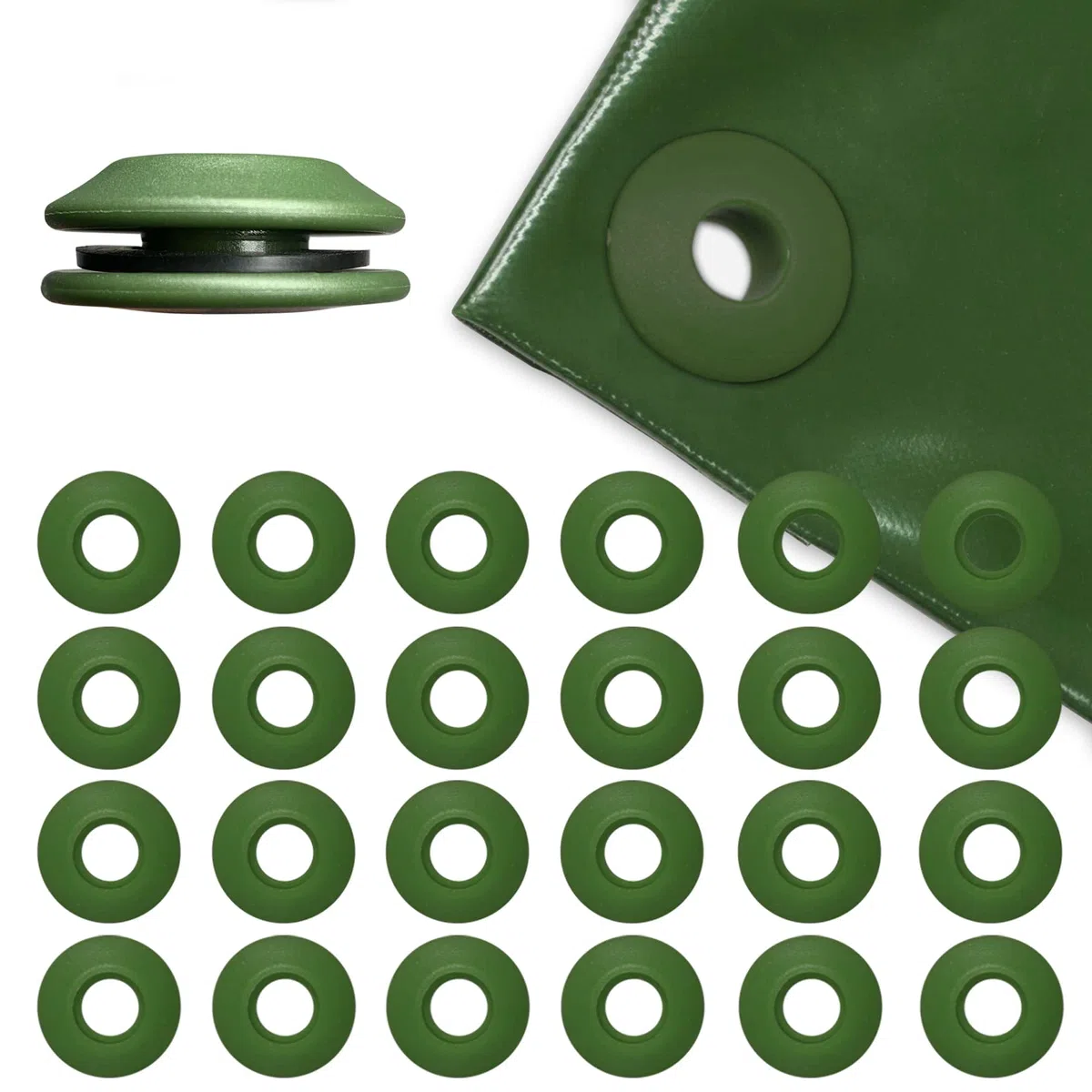 Set di occhielli - 10 pezzi verdi per teloni inossidabili 28x28x12 mm in plastica per telone di copertura per piscina