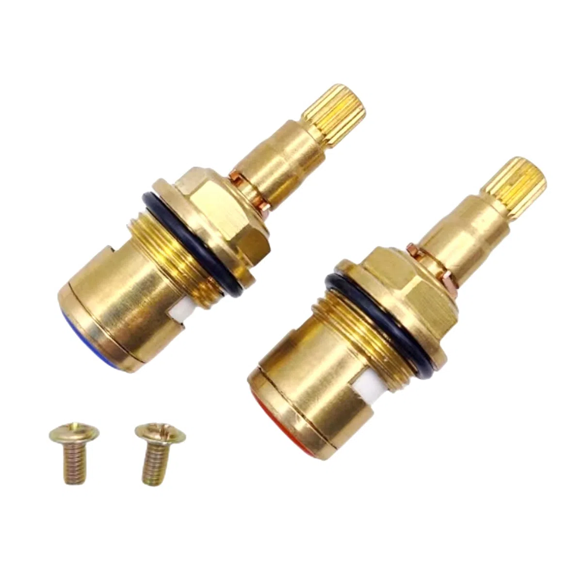 2 Pezzi Cartuccia per Rubinetto in Ceramica di Ricambio Ghiere per Rubinetto in Ottone Kit di Riparazione Cartuccia per Rubinetto 1/4 di Giro con Viti per Bagno Cucina (Modello Lungo) (Modello Lungo)