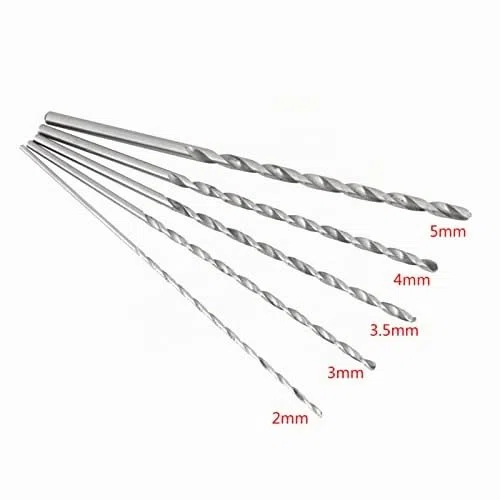 5Pcs Punta trapano extra lunga 150mm, 2, 3, 3.5, 4 e 5mm Punte legno lunghe HSS Punte extra lunghe