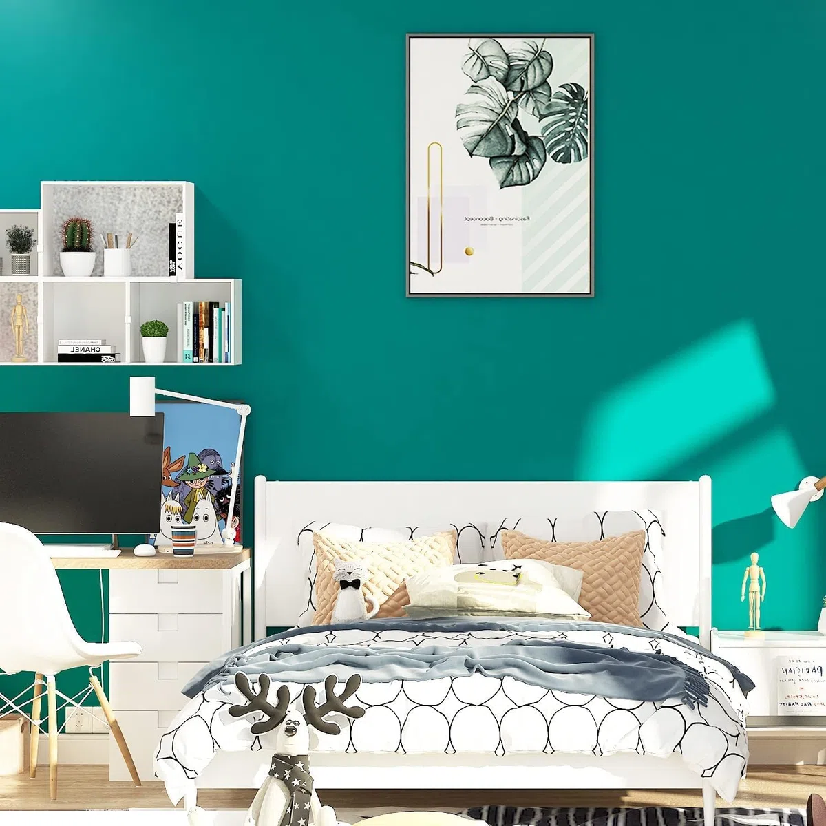 FunStick Carta da Parati Blu Verde Acqua Pellicola Adesiva Piano Scrivania Impermeabile Verde Petrolio Adesiva Cucina Armadio Rivestimento Parete Bagno 30CM×5M