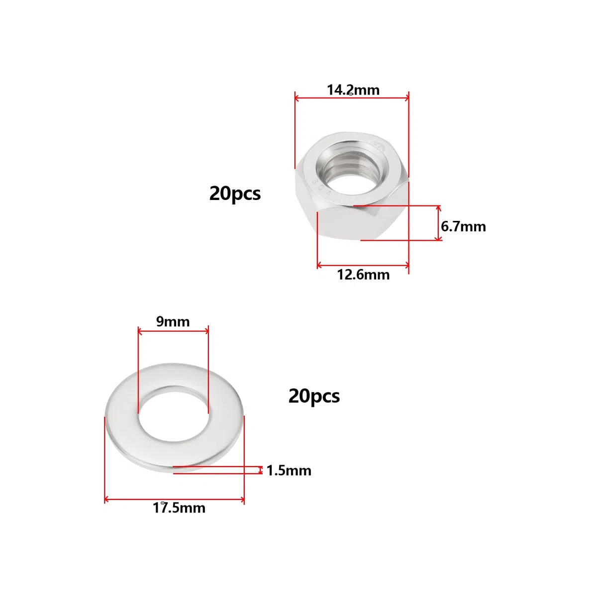 OTOTEC 20 Set BSF Rondella Dado 5/16 Rondella In Acciaio Inossidabile 304 Rondella Di Bloccaggio Bullone Compatibile Con Austin Seven Testata Mobili
