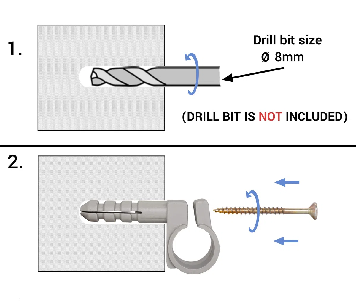 10 morsetti in plastica grigia per tubi da 13-15 mm, ganci per tubi, clip per tubi, supporti per tubi