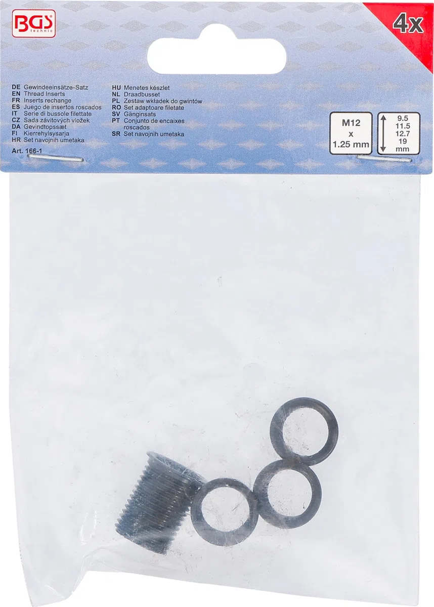 BGS 166-1 | Serie di bussole filettate | M12 x 1,25 mm | per BGS 166 | 4 pz.