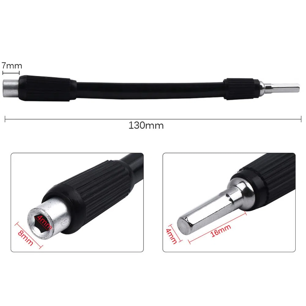 2 pezzi barra di estensione flessibile albero magnetico esagonale presa per cacciavite di precisione 4 mm supporto punte