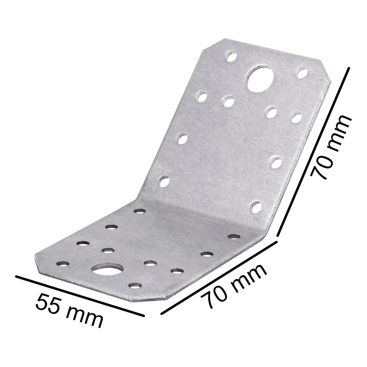 Parotec 10 Pezzi Angolare Metallico 135° per Edilizia Montaggio 70 x 70 x 55 x 2,5 mm Supporto Travi Pesante Angolo in Acciaio Zincato per Collegamenti Strutturali e Travetti