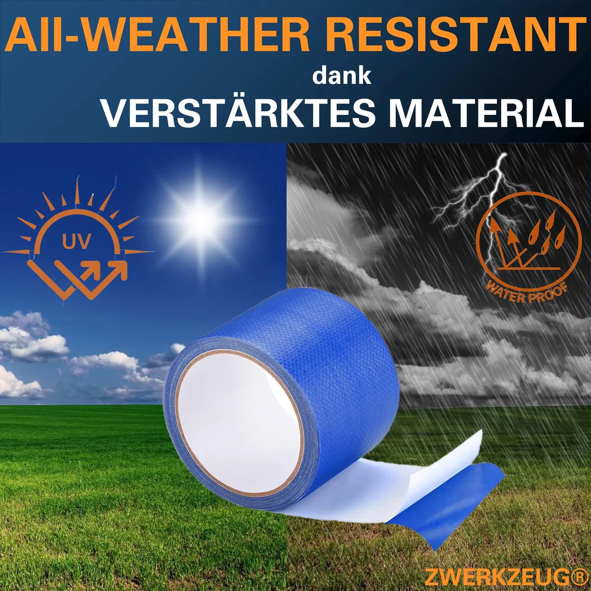 Nastro adesivo per riparazioni, extra lungo, 8 cm x 10 m, elevata forza adesiva, resistente ai raggi UV, impermeabile, disponibile in due colori, adatto per teloni di copertura, teloni