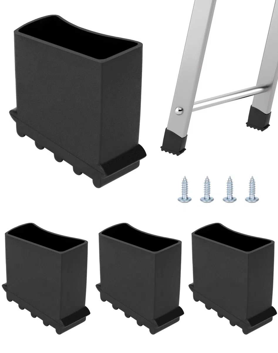 QWORK® 4 PZ Piedini in Gomma Antiscivolo per Scalette - 25x50 mm - Resistenti e Universali