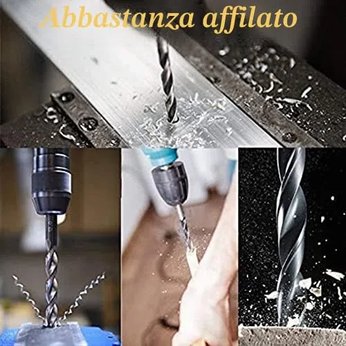 5Pcs Punta trapano extra lunga 150mm, 2, 3, 3.5, 4 e 5mm Punte legno lunghe HSS Punte extra lunghe