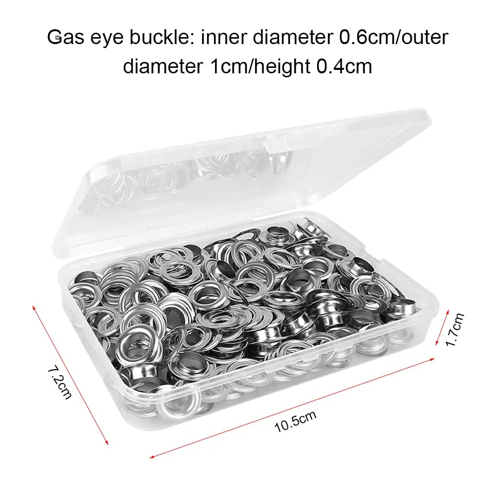 Occhiello Strumento Kit, Occhielli per Teloni, 120 Pezzi Occhielli Metallici Occhiellatrice per Teloni,Grommet con 3 pezzi Strumenti, Occhiello Strumento Kit per Abbigliamento,Borse,Tela,Tende,Scarpe