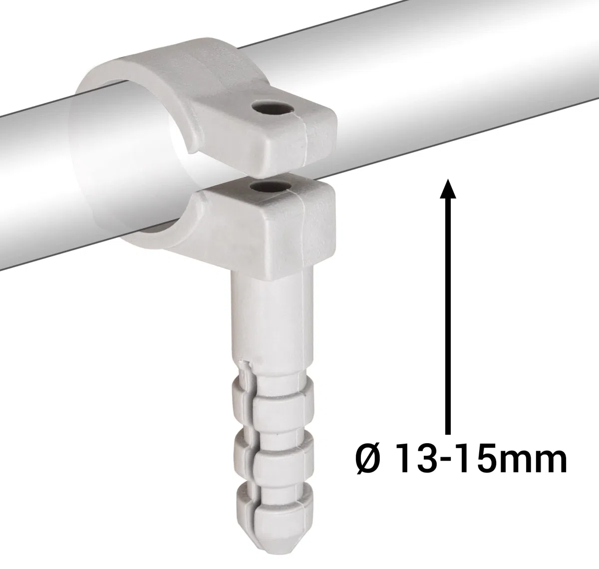 10 morsetti in plastica grigia per tubi da 13-15 mm, ganci per tubi, clip per tubi, supporti per tubi